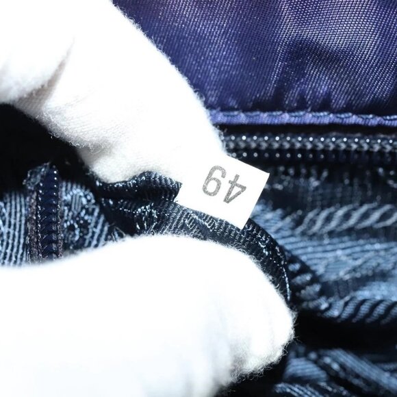 PRADA Hand Bag Nylon Metal Blue Gold Auth 137214 - Picture 11 of 16